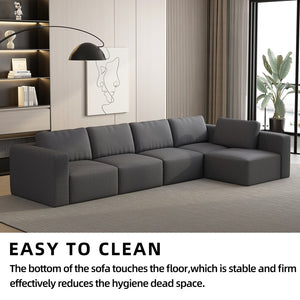 English Elm 104.32*70.86 Modular Sectional Sofa Sleeper Couch - Versatile Dark Grey U-Shaped Design With Ottoman W1829S00045