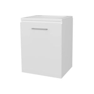 English Elm White Floating Bathroom Vanity with Integrated Sink — Space-Saving Soft-Close Door, Bright Modern Storage (19.7" H) B062P303920