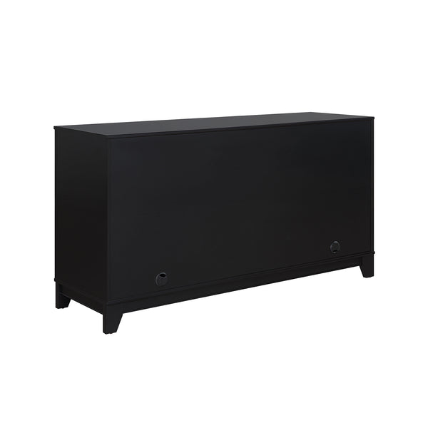English Elm Sheridan 59" Sideboard in Black - 2 Doors, 3 Drawers, Cable Management, MDF Frame, 55" TV Ready B365P397679