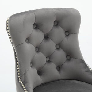 English Elm Modern Velvet Swivel Barstools Tufted Upholstery Rivet Trim for Kitchen Island or Home Bar W2311P227655
