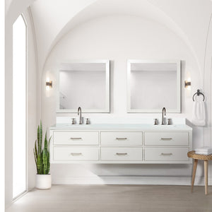 English Elm White Double Bath Vanity Set With Cultured Marble Top & Two 36" Mirrors – Stylish & Functional Upgrade B2731S01579-GIGA