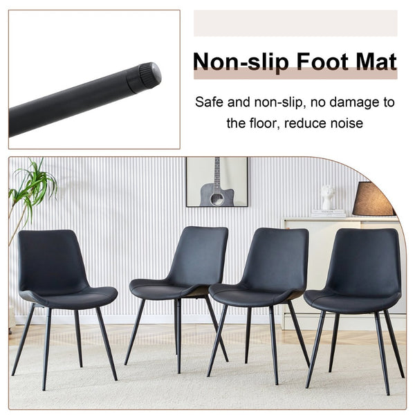 English Elm Scalable Extendable Dining Set Four Chairs Linen Upholstered Walnut Base Modern Walnut+Black W1151S04699