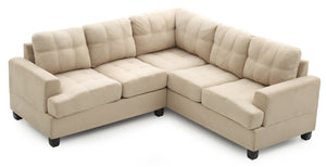 English Elm Sandridge G511B-SC Sectional White Micro Suede Convertible Chaise Removable Backs Durable Frame B078S00530