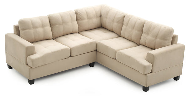 English Elm Sandridge G511B-SC Sectional White Micro Suede Convertible Chaise Removable Backs Durable Frame B078S00530