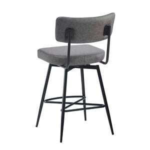 English Elm Christopher Knight Home® - 26''Retro Curved Back Swivel Counter Stools Set of 2 with Bowknot Footrest Smooth PU Leather Comfort Grey N780P199991G