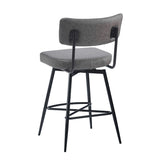 Christopher Knight Home® - Noble House - - 26''Retro Swivel Counter Stools Set Of 2,Grey Counter Stools With Iron Frame,Pu Sponge Cushion,Footrest,Suitable For Kitchen/Bedroom/Dining Room.