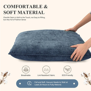 English Elm Accent Chair Mid-Century Rattan Arms Set of 2 with Rubber Wood Legs, Plush Fabric Seat, Cozy Lounge Dark Blue T3950P397482