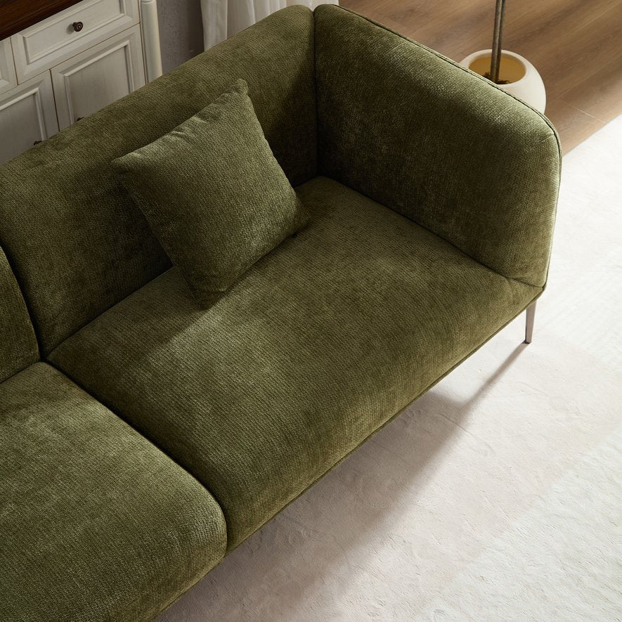 English Elm Modern 3-Seater Sofa with High-Density Foam Support, Durable Fabric, Ergonomic Comfort for Living Spaces Green W2085S00087