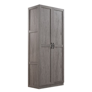 English Elm Cornelia Grey Storage Cabinet 71" Tall MDF with 6 Adjustable Shelves, Soft-Close Doors & Mop Base B365P397854