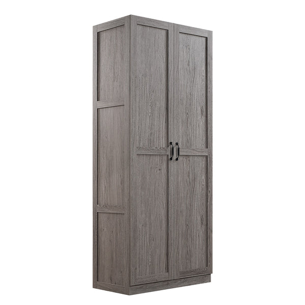 English Elm Cornelia Grey Storage Cabinet 71" Tall MDF with 6 Adjustable Shelves, Soft-Close Doors & Mop Base B365P397854