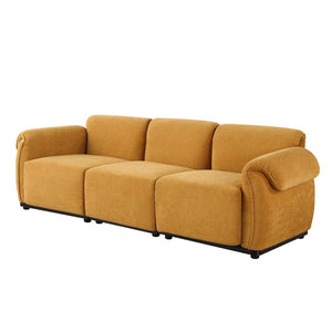 English Elm 102 Inch Linen Modular Sectional Sofa with Hidden Storage and Cloud Cushion Comfort Yellow W1099S00201