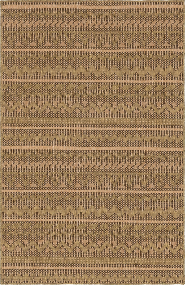 Unique Loom Outdoor Modern Southwestern Machine Made Geometric Rug Light Brown, Brown/Gold 5' 1" x 8' 0"