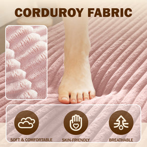 English Elm Modern Full Size Folding Sofa Bed Plush Corduroy Convertible 2-Pillow Sleeper 15" Foam Mattress, Beige W1885P371313