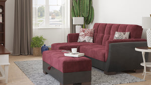English Elm PrimeNest SkyHaven Upholstered Ottoman with Storage — Compact Microfiber Seat, Click-Clack Convenience Burgundy B030P280953