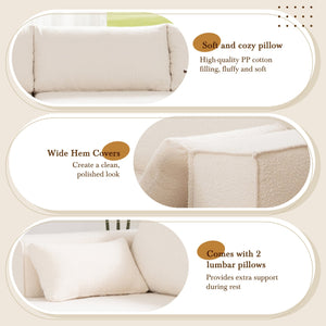 English Elm 112"Modular Sectional Sofa with Free Side Table and Pillows, Wrinkle-Resistant Boucle, No Assembly Required Beige N723S9670A