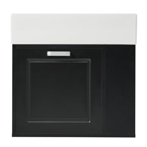 English Elm Christopher Knight Home® - 21.8" Wall-Mounted Bathroom Vanity with Ceramic Sink, Soft-Close Drawer, Adjustable Shelves & Tissue Holder Black N759P292550B