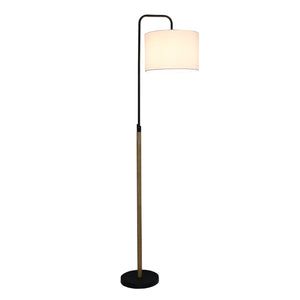 English Elm Ashcroft Furniture - Arc Floor Lamp Curved Standing Light with Drum Shade, Slim Walnut Wood Base for Reading & Decor Black B183P315108