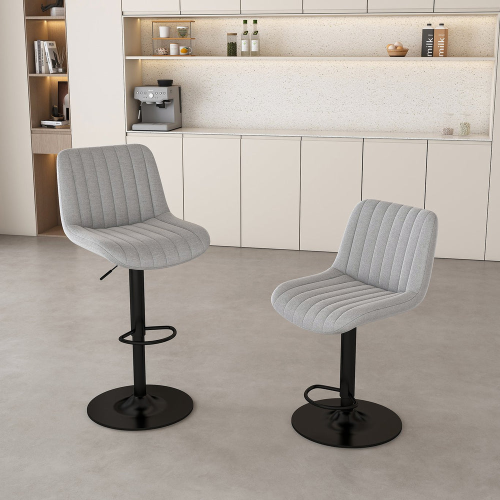 English Elm Swivel Modern Adjustable Bar Stools with 360° Rotation, Ergonomic Backrest, Soft Knit Seats Grey W2699P360245