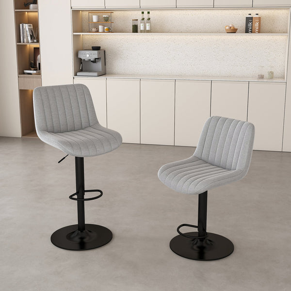 English Elm Swivel Modern Adjustable Bar Stools with 360° Rotation, Ergonomic Backrest, Soft Knit Seats Grey W2699P360245