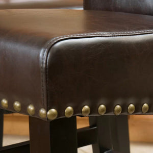 English Elm Christopher Knight Home® - 25.5'' Upholstered Counter Stool Set of 2 in Brown Leather with Solid Wood Frame, Nailhead Trim, Cushioned Comfort 74506.00