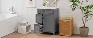 English Elm 24" Gray Bathroom Vanity Cabinet with Ceramic Sink, Soft-Close Door, 2 Drawers, Smart Storage, Durable Design N729P264336E
