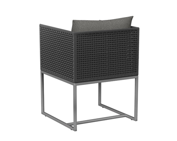 Sunpan CRETE DINING ARMCHAIR - DARK GREY - Modern, Durable, and Stylish Outdoor Seating for Elegant Spaces 109485