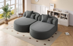 English Elm Swivel Barrel Accent Chair Chenille Tufted Round Club Seat for Living Room Lounge Gray N719S002370E