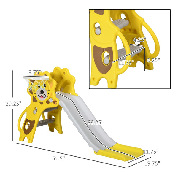 English Elm Qaba Toddler Indoor Slide with Basketball Hoop Active Play Set for Ages 18 to 36 Months W2225P217355