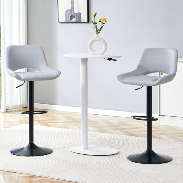English Elm Set of 2 Pu Leather Barstools with Gold Footrest Curved Back for Kitchen Island W1151P383773