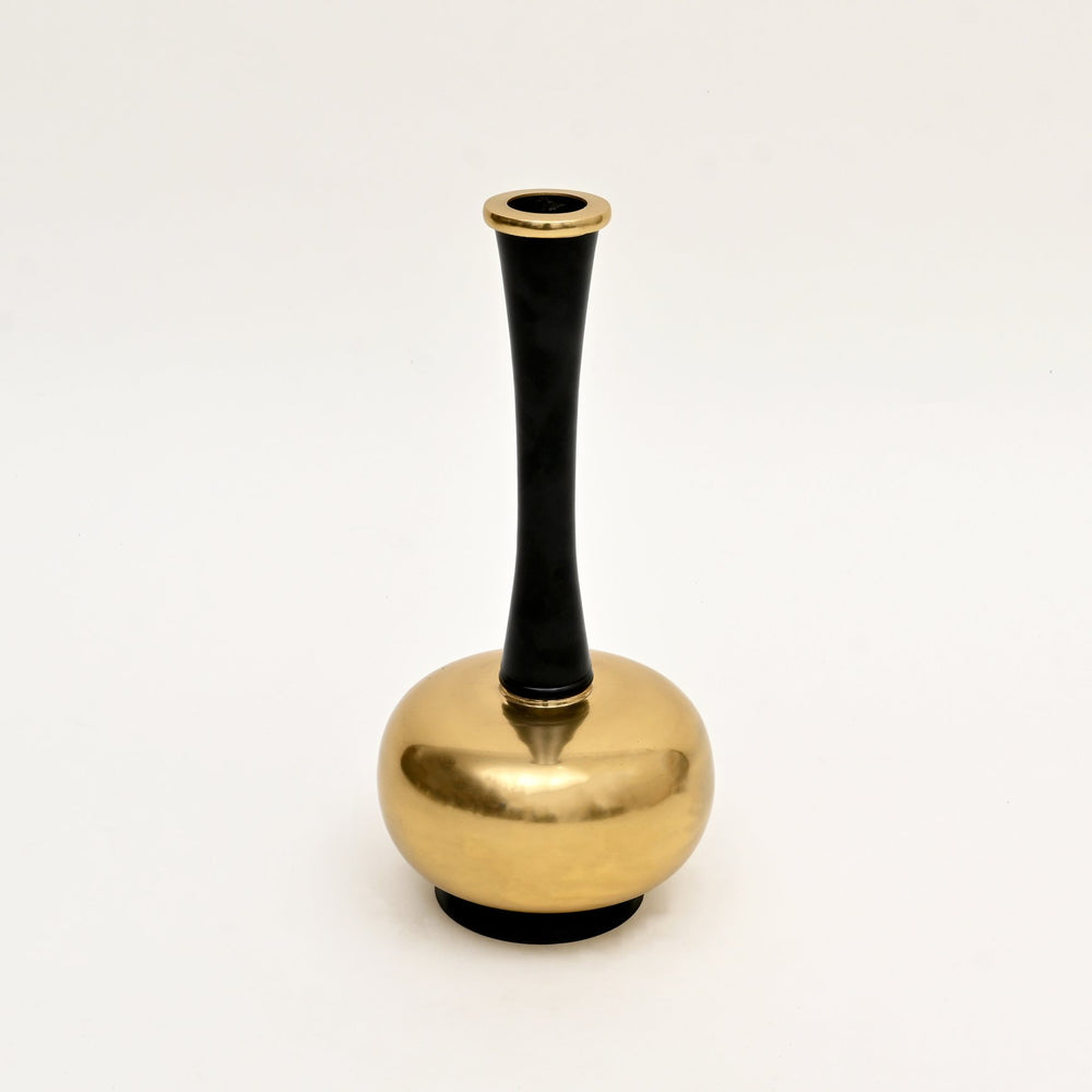 English Elm Decorative Minimalist Gold & Black Aluminum Vase – 16" Sculptural Accent For Modern Home Decor B346P324826