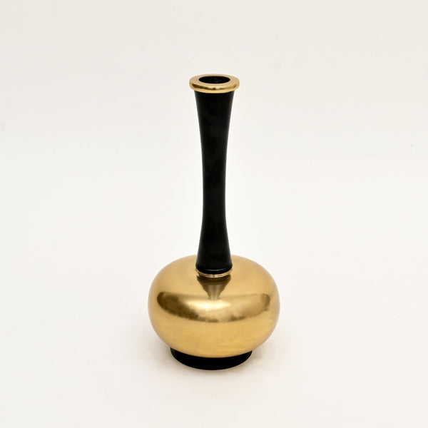 English Elm Decorative Gold and Black Aluminum Vase Minimalist Sculptural Accent for Console Shelf B346P324826