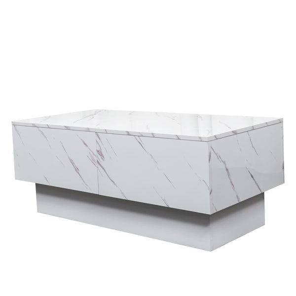 English Elm Coffee Table with Sliding Top and Hidden Storage, Extendable 57" Surface for Living Room Hosting White W331P270516