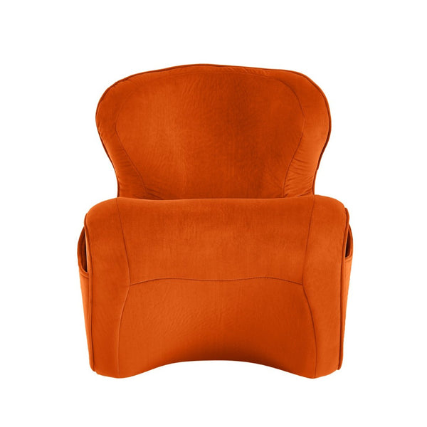 English Elm Ergonomic Floor Chair Velvet Upholstered Lumbar Support Seat for Reading Nook or Lounge Orange W1097P462004