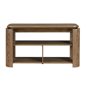 English Elm Stylish Oak Veneer 3 Piece Occasional Set with Swivel Cocktail Table and Open Shelves B011S02495