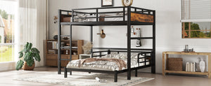 English Elm Full Metal Bunk Bed - Versatile Full-Over-Full Design With Vintage Wood Finish & Safety Fence W1580S00226