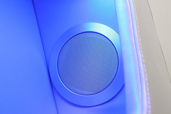 English Elm Fortuner Luxurious 2PC Living Room Recliner Set with Power Massage, LED Lighting, Bluetooth Audio, USB Charging Beige B009S01801