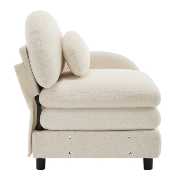 English Elm Vitoria Curved Modular Sectional Plush Teddy Fleece Sofa for Modern Living Rooms W5656P454255