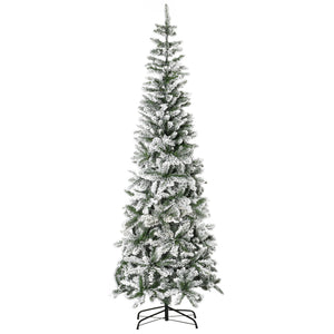 English Elm Homcom 7.5Ft Slim Pine Christmas Tree - Realistic Snow-Flocked Branches, Perfect For Small Spaces! W2225P249630