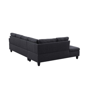 English Elm Black Faux Leather L Shaped Sectional with Cup Holders Nailhead Trim Storage Charcoal Grey B2730S00029