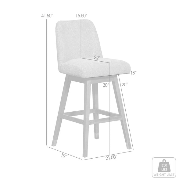 English Elm Amelia Boucle Upholstered Swivel Counterstool with Rubberwood Base for Kitchen Islands B2736P464895
