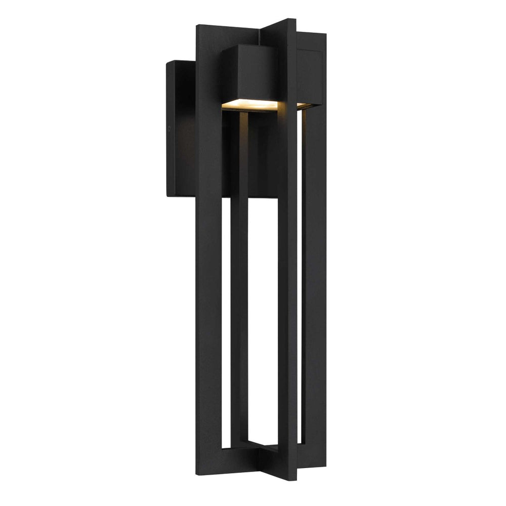 English Elm 18 Inch Matte Black Integrated Led Outdoor Sconce with Sandblast Glass Diffuser B370P414031