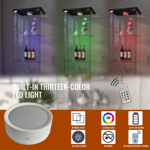 English Elm Modern Glass Display Cabinet With Rgb Led Lights, Quick Assembly, 1-Door 4-Shelf Design For Any Space W241P242901