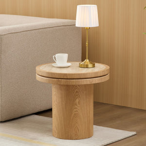 English Elm 19.49 Inch Round Sintered Stone Top Mdf Pedestal Side Table for Modern Living Spaces W876P460753