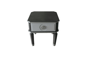 English Elm House Beatrice Charcoal & Light Gray End Table with Drawer, Silver Trim, KD Assembly, Modern Chic B2726P244956