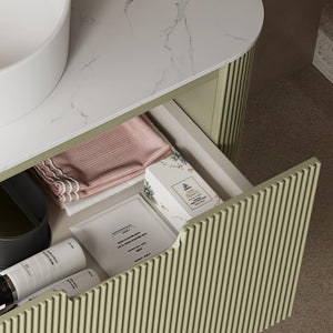 English Elm Dina Wall Mounted Bathroom Vanity Cabinet Marble Countertop Woodgrain Drawer W2615P210269