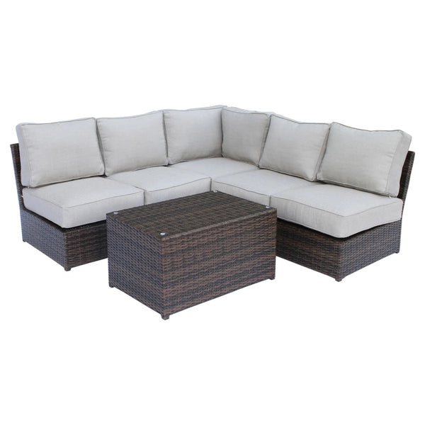 English Elm Fully Assembled Wicker 6-Piece Outdoor Seating Group With Plush Cushions For Stylish Comfort B120S00205