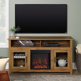 English Elm Walker Edison - Classic Glass-Door Fireplace Tall Tv Stand For Tvs Up To 65" - Barnwood