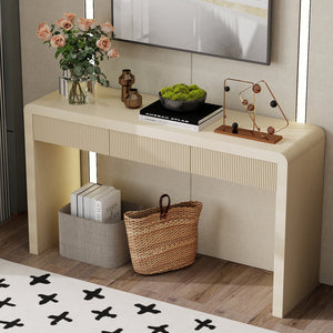 English Elm TREXM Rustic Console Table with Fluted Drawers, Solid Wood Veneer Entryway Table, 60.6"L x 18.9"W Apricot N715P290573A