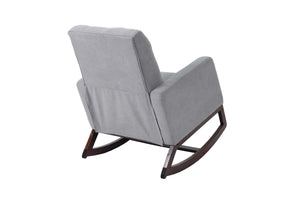 English Elm Classic Rocker Chair Diamond Button Tufted Fully Upholstered Rocking Seat with Plush Comfort and Stylish Exposed Legs Espresso,Steel Gray 30 L x 29 W x 20 H B011P375974