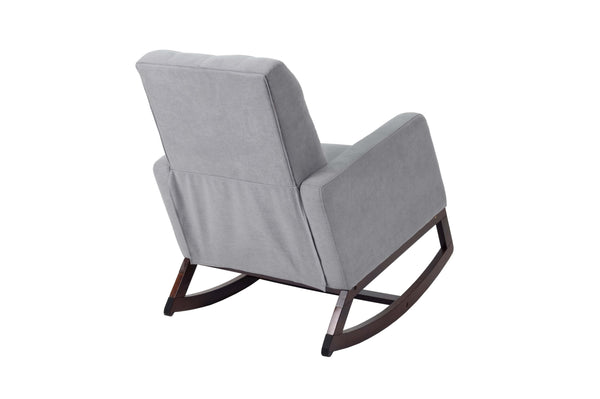 English Elm Classic Rocker Chair Diamond Button Tufted Fully Upholstered Rocking Seat with Plush Comfort and Stylish Exposed Legs Espresso,Steel Gray 30 L x 29 W x 20 H B011P375974
